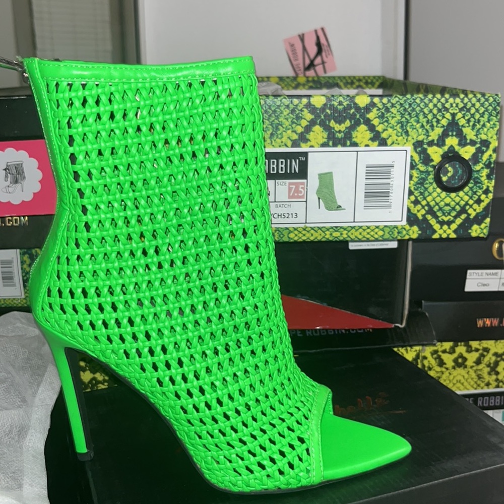 Neon weave green booties